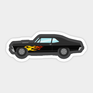 Chevy Nova SS With Flames Illustration Sticker